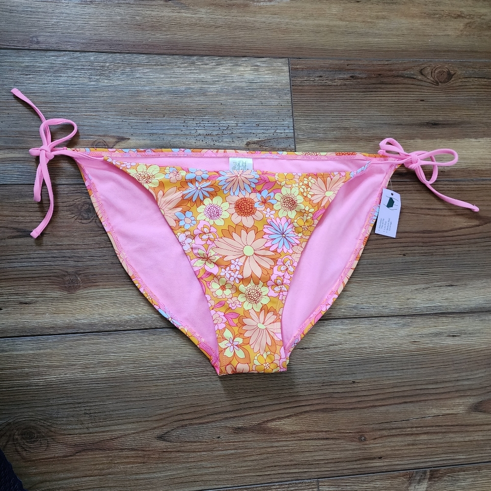 Wild Fable Bikini Bottom Womens XL Orange Pink Floral NEW